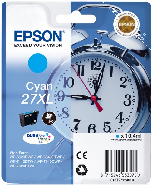 Картридж Epson DURABrite Ultra T2712 Cyan для WorkForce WF-7110/WF-7610WF-7620 C13T27124022