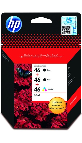 Картридж HP 46 3-Pack для DeskJet 2020hc/2520hc F6T40AE